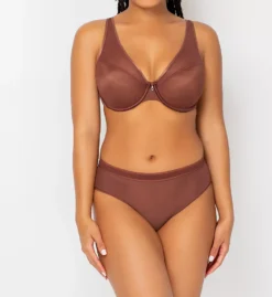 Sheer Mesh Plunge Push Up Underwire Bra -Her Room Store curvy couture cuco01 1310 cs5