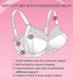 Wirefree 4-Part Cup Bra With Embroidered Mesh -Her Room Store exquisite form exqf01 5100514 cs1