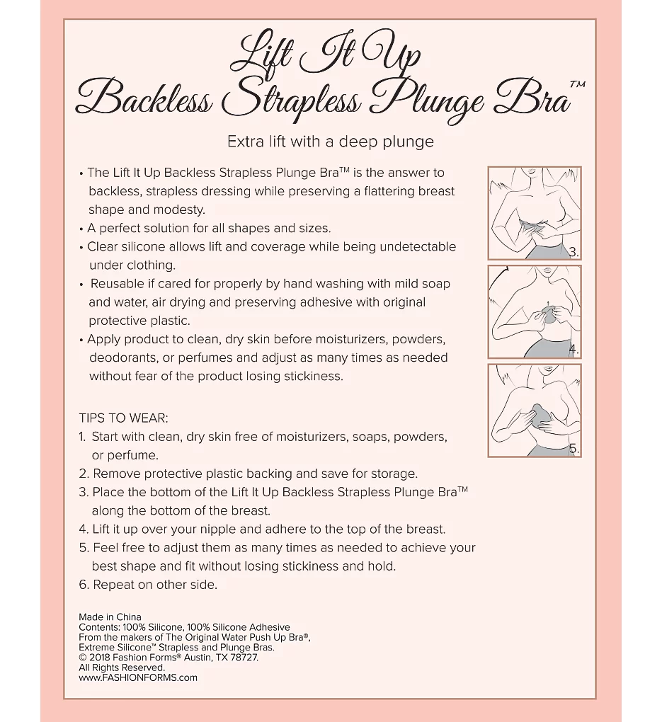 Lift It Up Backless Strapless Plunge Adhesive Bra Lift It Up Backless Strapless Plunge Adhesive Bra -Her Room Store fashion forms fas001 16852 cs1