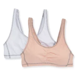 FRUIT OF THE LOOM Contrast Stitch Shirred Front Bra - 2 Pack -Her Room Store fruit of the loom fotl01 96581 cs2
